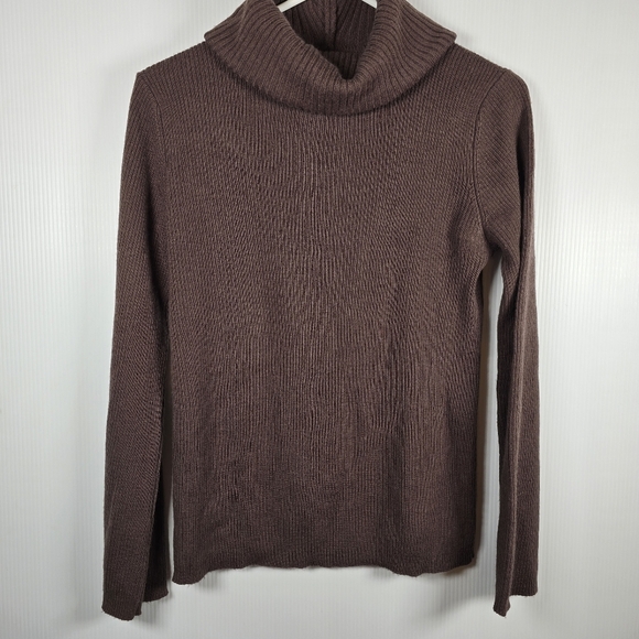 Tweeds Womens Wool Chocolate Brown Cowl Neck Ribbed Long Sleeve Sweater Size M - Picture 1 of 8